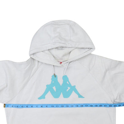 Kappa Mens White Large Pullover Hoodie with Blue Logo Sportswear