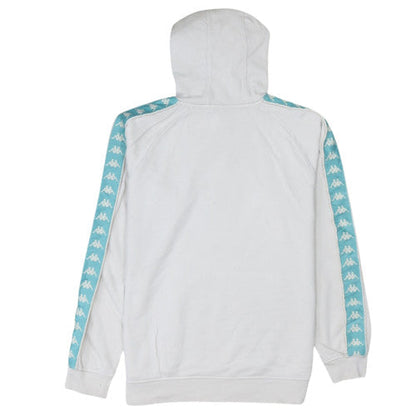 Kappa Mens White Large Pullover Hoodie with Blue Logo Sportswear