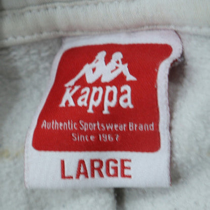 Kappa Mens White Large Pullover Hoodie with Blue Logo Sportswear