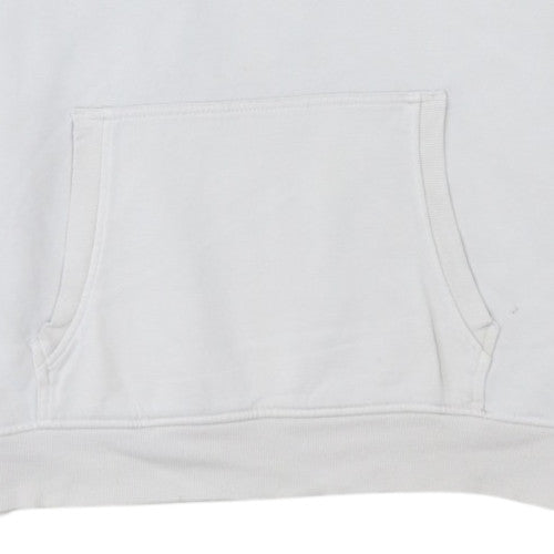 Kappa Mens White Large Pullover Hoodie with Blue Logo Sportswear