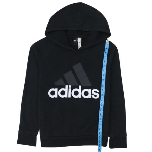 Adidas Women's Black Pullover Hoodie Size S Logo Print Casual Sweatshirt