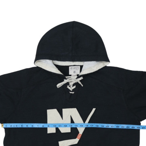 CCM Men’s Black Pullover Hockey Hoodie Size L Lace Up Retro Sportswear