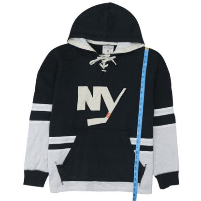 CCM Men’s Black Pullover Hockey Hoodie Size L Lace Up Retro Sportswear