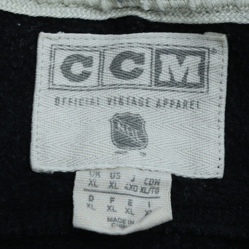 CCM Men’s Black Pullover Hockey Hoodie Size L Lace Up Retro Sportswear