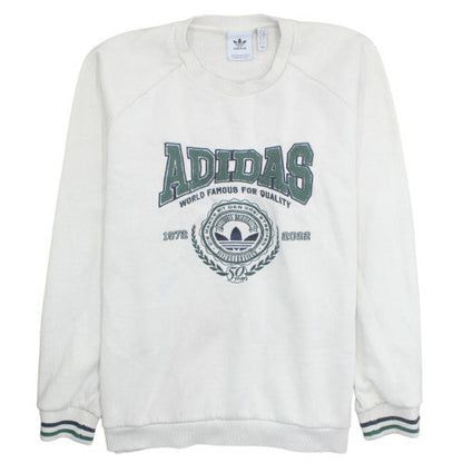 Adidas Womens White Crew Neck Sweatshirt XL Logo Graphic Pullover