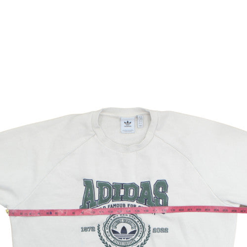 Adidas Womens White Crew Neck Sweatshirt XL Logo Graphic Pullover