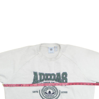Adidas Womens White Crew Neck Sweatshirt XL Logo Graphic Pullover