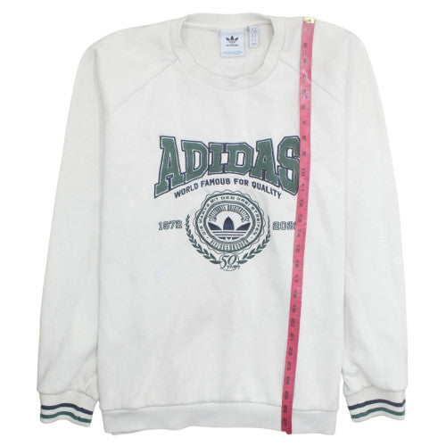 Adidas Womens White Crew Neck Sweatshirt XL Logo Graphic Pullover