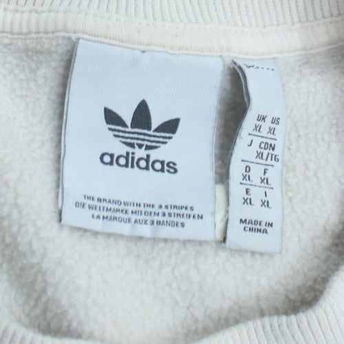 Adidas Womens White Crew Neck Sweatshirt XL Logo Graphic Pullover