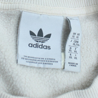 Adidas Womens White Crew Neck Sweatshirt XL Logo Graphic Pullover