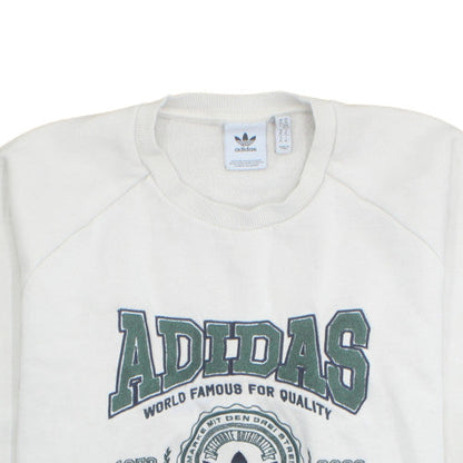 Adidas Womens White Crew Neck Sweatshirt XL Logo Graphic Pullover