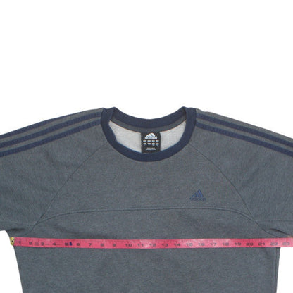 Adidas Mens Grey Pullover Sweatshirt L Logo Crew Neck Sports Top