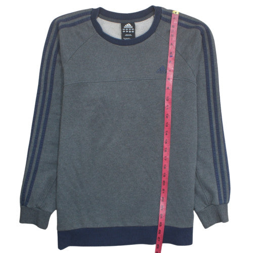 Adidas Mens Grey Pullover Sweatshirt L Logo Crew Neck Sports Top