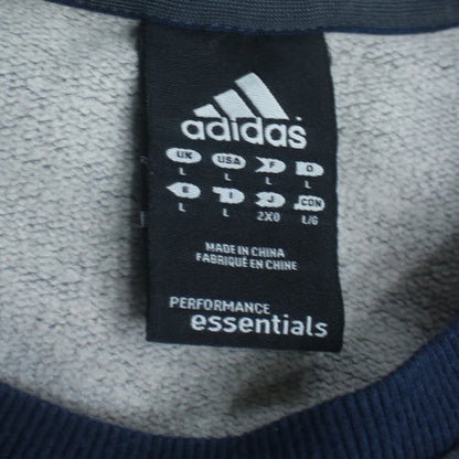 Adidas Mens Grey Pullover Sweatshirt L Logo Crew Neck Sports Top