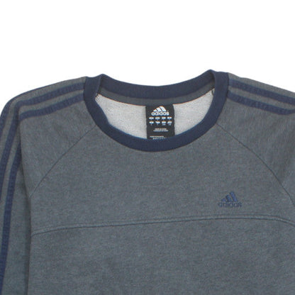 Adidas Mens Grey Pullover Sweatshirt L Logo Crew Neck Sports Top