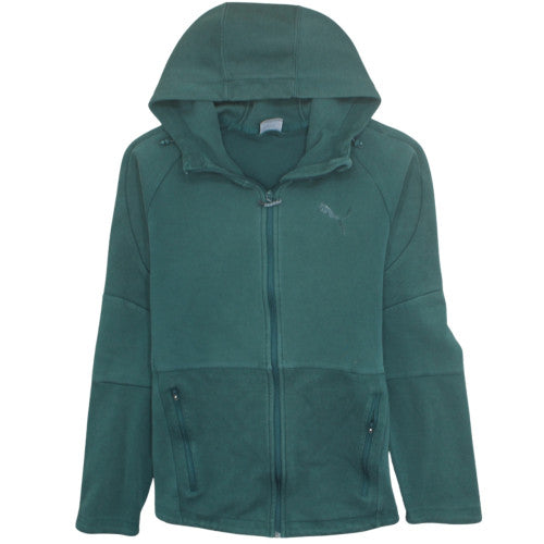 Puma Men's Green Full Zip Fleece Hoodie Size L Sportswear