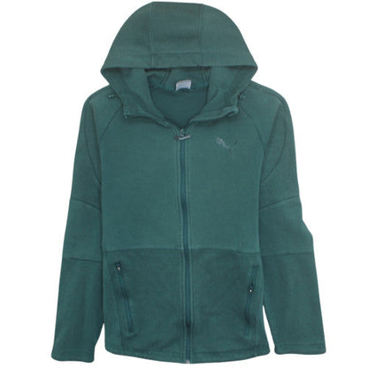 Puma Men's Green Full Zip Fleece Hoodie Size L Sportswear