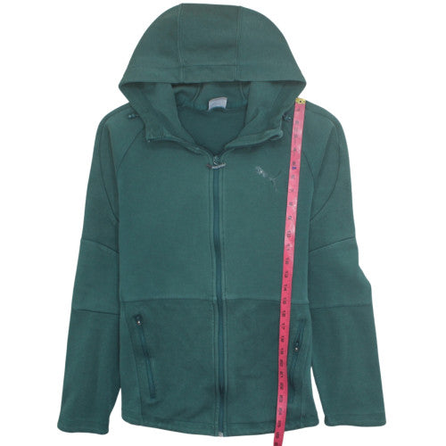 Puma Men's Green Full Zip Fleece Hoodie Size L Sportswear