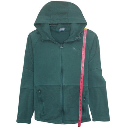 Puma Men's Green Full Zip Fleece Hoodie Size L Sportswear
