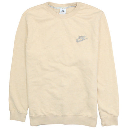 Nike Womens Beige Logo Crew Neck Pullover Sweatshirt Size L