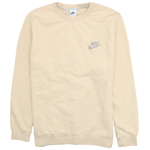 Nike Womens Beige Logo Crew Neck Pullover Sweatshirt Size L