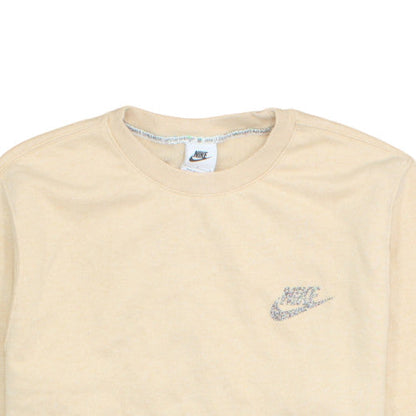Nike Womens Beige Logo Crew Neck Pullover Sweatshirt Size L