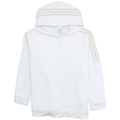 Adidas Women White UK 12 Hooded Pullover Sweatshirt with Logo Detailing