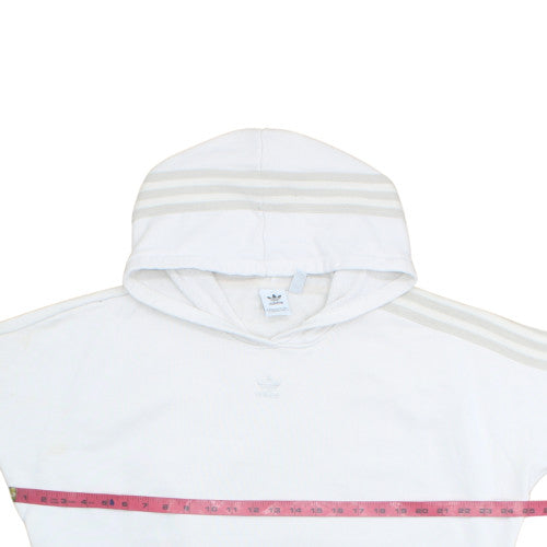 Adidas Women White UK 12 Hooded Pullover Sweatshirt with Logo Detailing