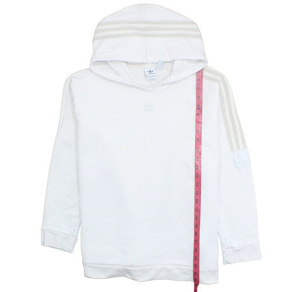 Adidas Women White UK 12 Hooded Pullover Sweatshirt with Logo Detailing