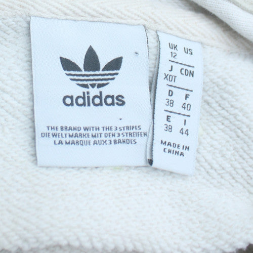 Adidas Women White UK 12 Hooded Pullover Sweatshirt with Logo Detailing