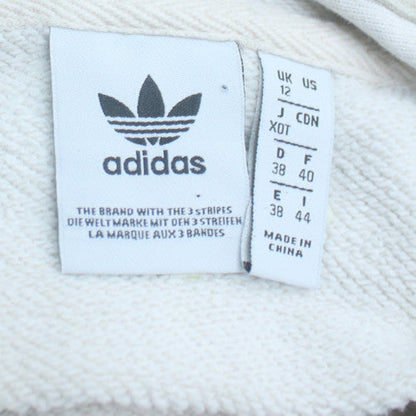 Adidas Women White UK 12 Hooded Pullover Sweatshirt with Logo Detailing