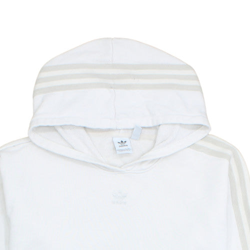 Adidas Women White UK 12 Hooded Pullover Sweatshirt with Logo Detailing