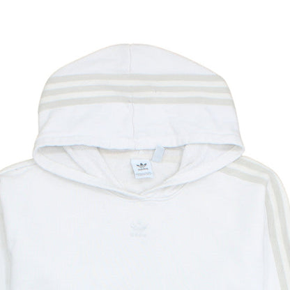 Adidas Women White UK 12 Hooded Pullover Sweatshirt with Logo Detailing