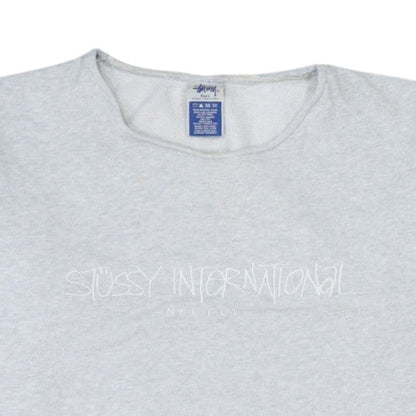 Stussy Women Grey Crew Neck Pullover Sweatshirt Size L