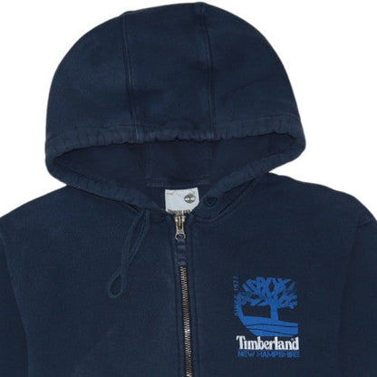 Timberland Men's Blue Full Zip Hoodie Size M Fleece Logo Sweatshirt