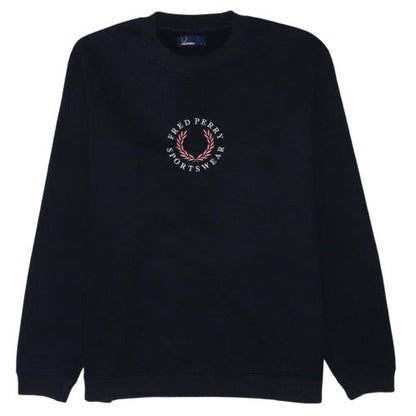 Fred Perry Men's Black Logo Crew Neck Sweatshirt Size L