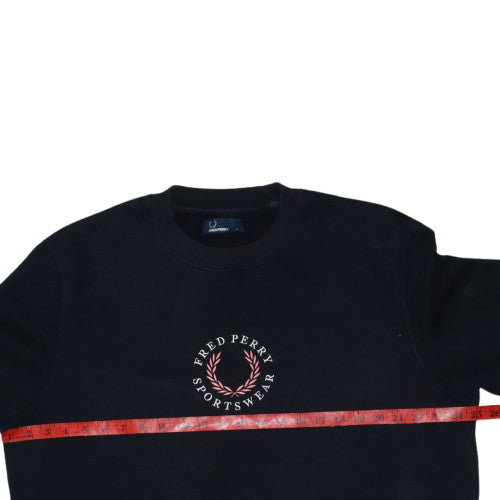 Fred Perry Men's Black Logo Crew Neck Sweatshirt Size L