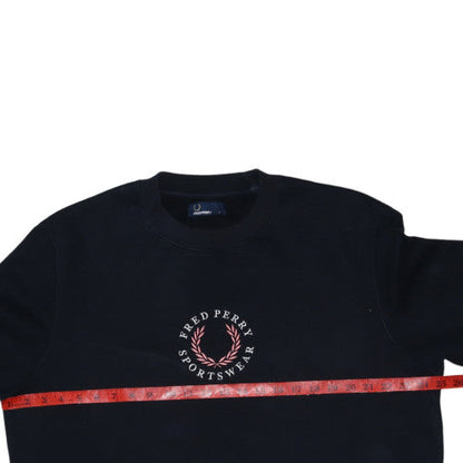 Fred Perry Men's Black Logo Crew Neck Sweatshirt Size L