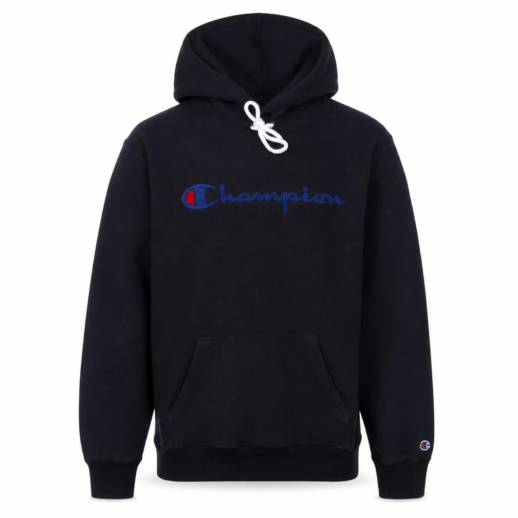 Champion Men's Black Pullover Hoodie Medium Logo Fleece Sweatshirt