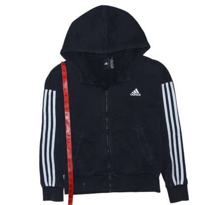 Adidas Womens Black XS Full Zip Hoodie Sweatshirt with Logo