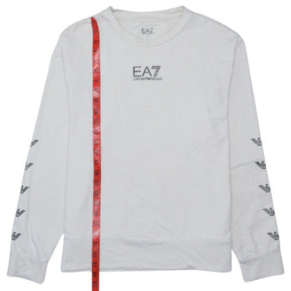 Emporio Armani EA7 Men's White Logo Crew Neck Sweatshirt Size L