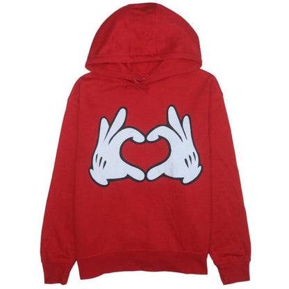 Disney Women Red Pullover Hoodie with Hand Heart Graphic Size 14/16