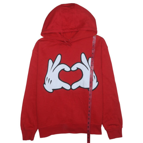 Disney Women Red Pullover Hoodie with Hand Heart Graphic Size 14/16