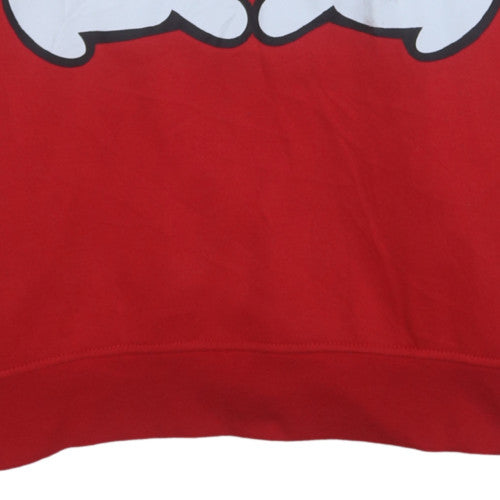 Disney Women Red Pullover Hoodie with Hand Heart Graphic Size 14/16