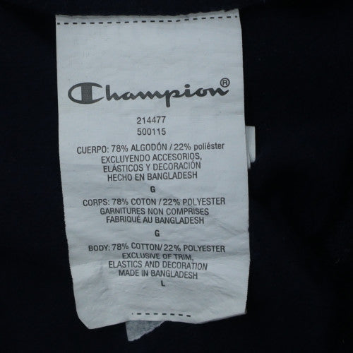 Champion Men's Black Pullover Sweatshirt Large Logo Crew Neck