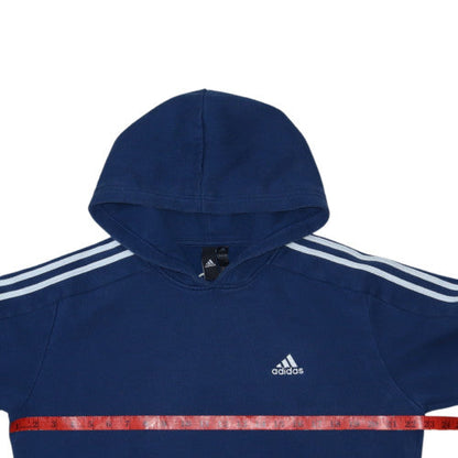 Adidas Mens Blue Pullover Hoodie Classic Fit Long Sleeve