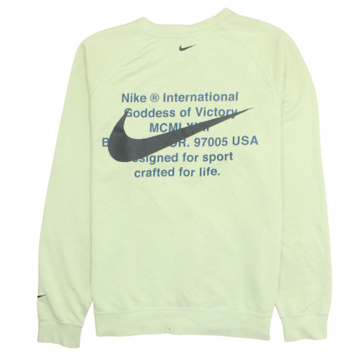 Nike Women Green Logo Crew Neck Long Sleeve Sweatshirt L