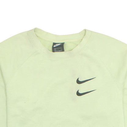 Nike Women Green Logo Crew Neck Long Sleeve Sweatshirt L