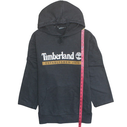 Timberland Mens Black Pullover Hoodie L Regular Fit Logo Sweatshirt