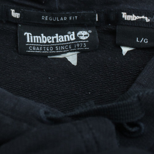 Timberland Mens Black Pullover Hoodie L Regular Fit Logo Sweatshirt